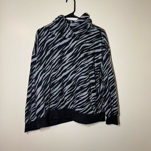 Just Be Black and Gray Zebra Print Hoodie